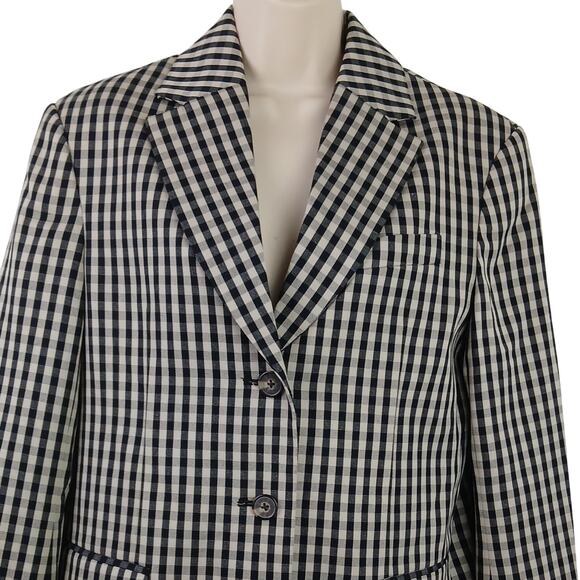 Everlane SZ 0 The ’80s Blazer Black Khaki Gingham Oversized Runs Large NWT - Picture 3 of 5